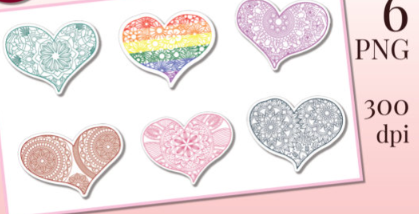 Mandalas Heart Stickers