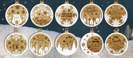 Wooden Christmas Ornaments Laser Cutting Files 140+ Designs