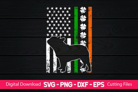 French Bulldog and Irish American Flag