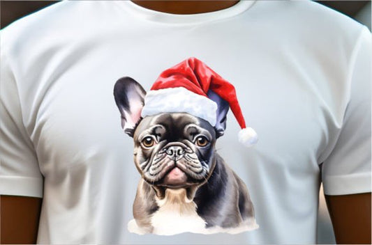 Black French Bulldog Santa