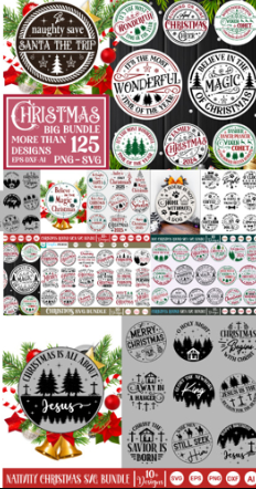 Mega Christmas Round Sign PNG Bundle