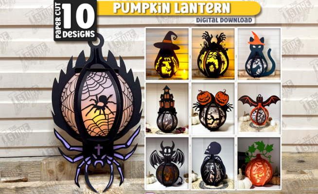 Halloween Pumpkin Lantern Paper Cut Bundle