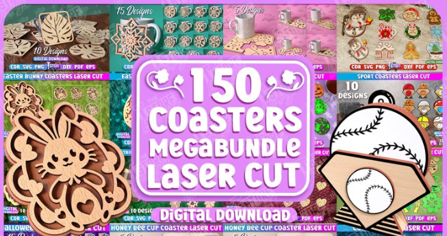 150 Coasters Mega Bundle Laser Cut