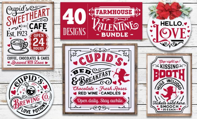 Valentine's Farmhouse Sign Bundle-40 Designs