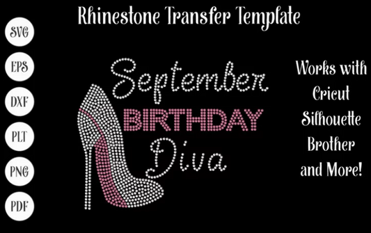 September Birthday Diva Rhinestone
