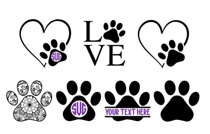 Dog Paw Print Monograms