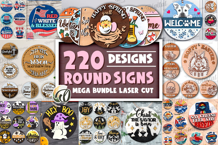 3D Round signs Mega bundle laser cut