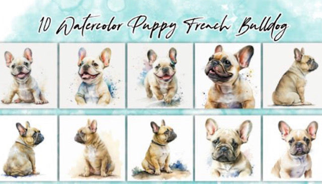 Watercolor French Bulldogs