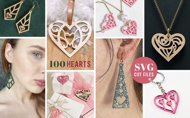 100 Heart Earrings