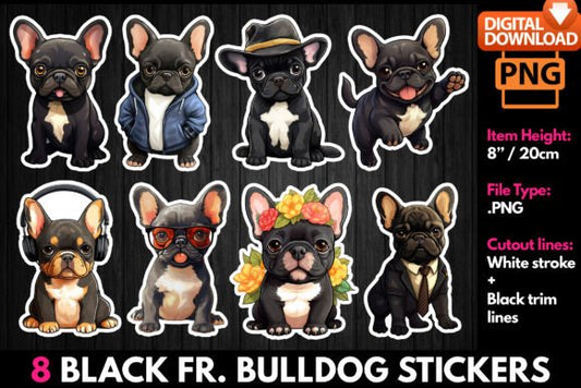 Black French Bulldog Stickers