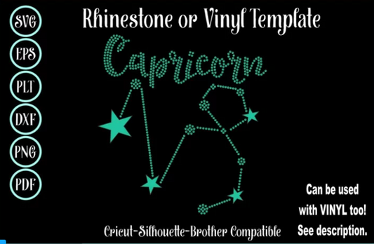 Capricorn Rhinestone and Vinyl SVG Template