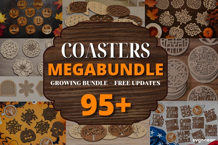 Wooden Coasters Laser Cut Megabundle