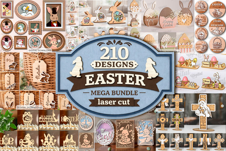 3D 210 Design Easter  Laser Cut Mega Bundle