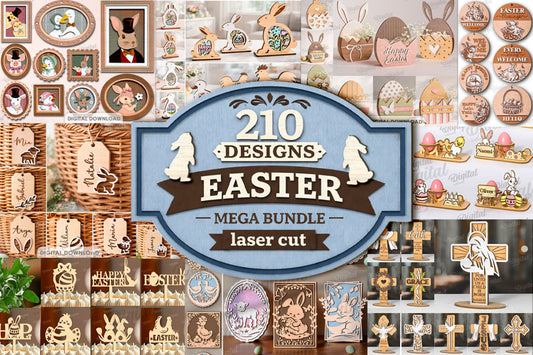 3D 210 Design Easter  Laser Cut Mega Bundle
