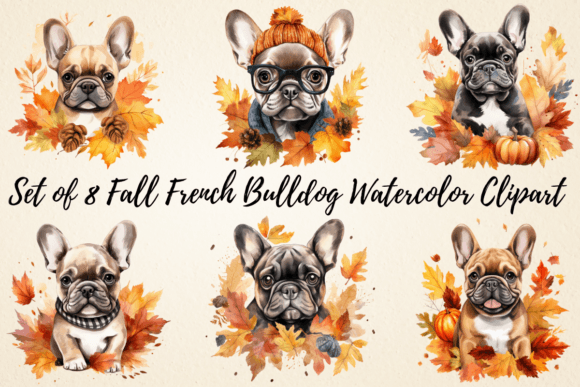 Fall French Bulldog Watercolor