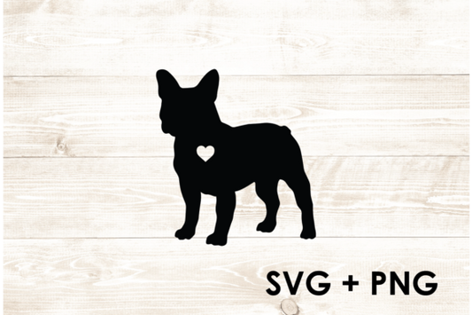 French Bulldog Heart Silhouette