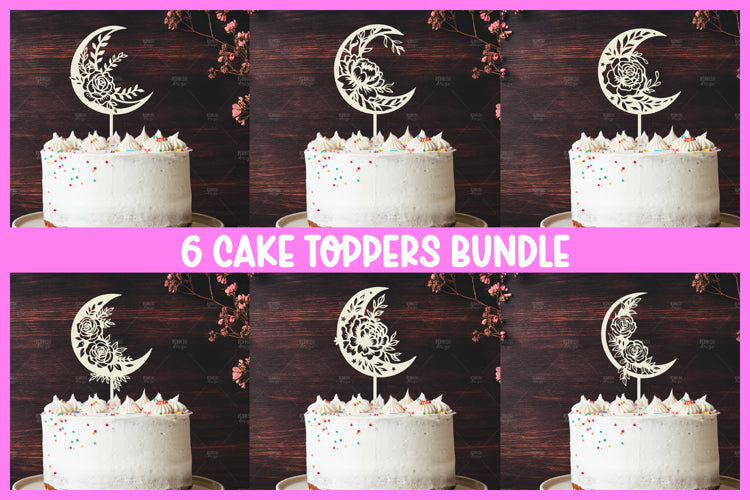 6 Floral moon cake topper SVG