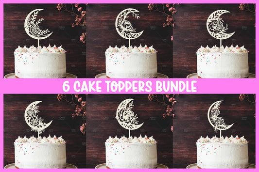 6 Floral moon cake topper SVG