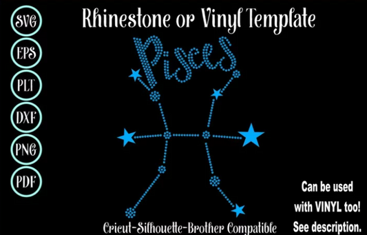 Pisces Rhinestone and Vinyl SVG Template