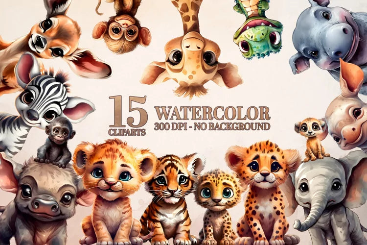 Watercolor Safari Babies