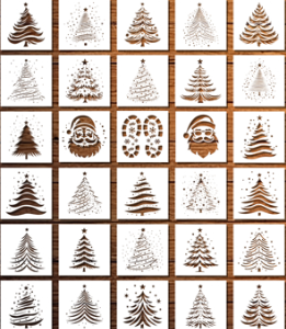 Christmas Window Stencil Template Bundle. Stencil Design SVG