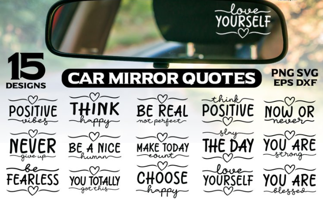 Car Mirror Saying Quotes Sticker Bundle