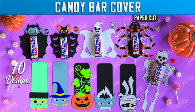 Halloween Trick or Treat Candy Bar Cover Paper Cut Bundle