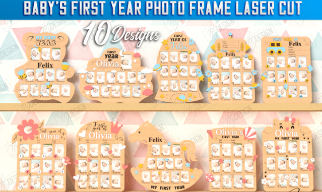Baby’s First Year Photo Frame Laser Cut Bundle
