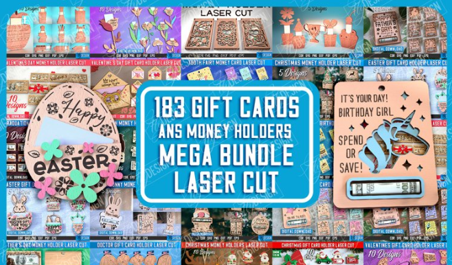 Laser Cut Gift Cards and Money Holder Mega Bundle 150+