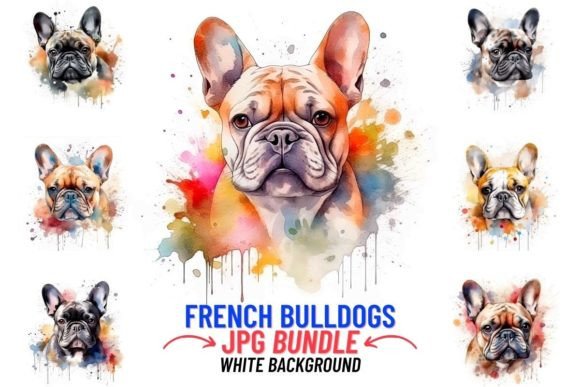 Pretty Watercolor French Bulldogs