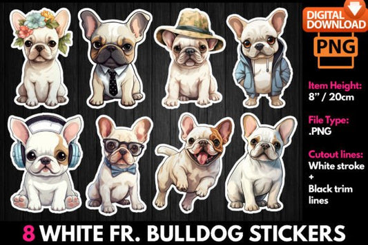 White French Bulldog Stickers