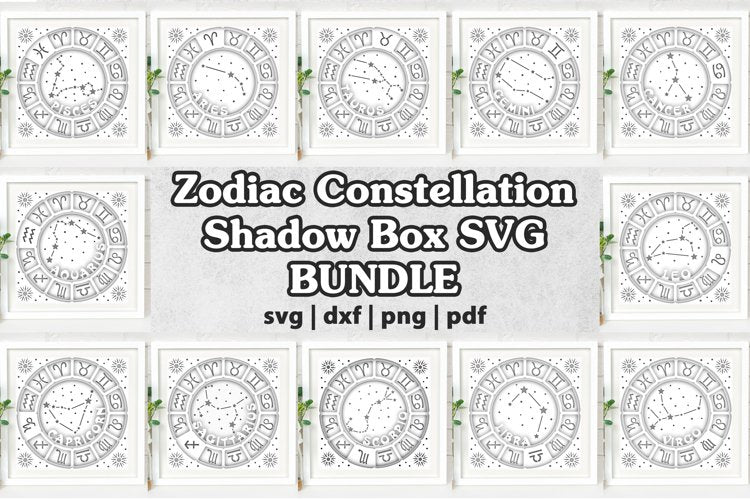 Zodiac Constellation Shadow Box SVG Bundle