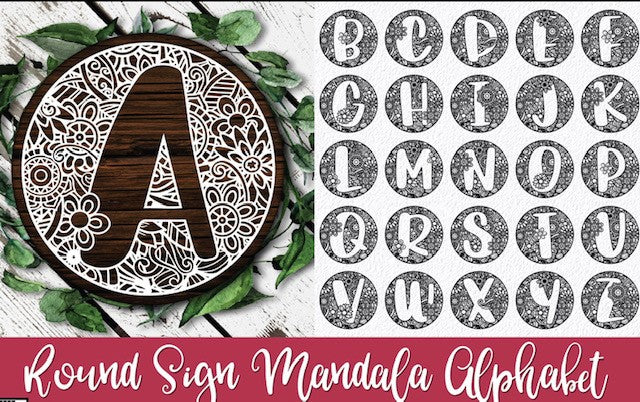 Round Alphabet Mandala Signs