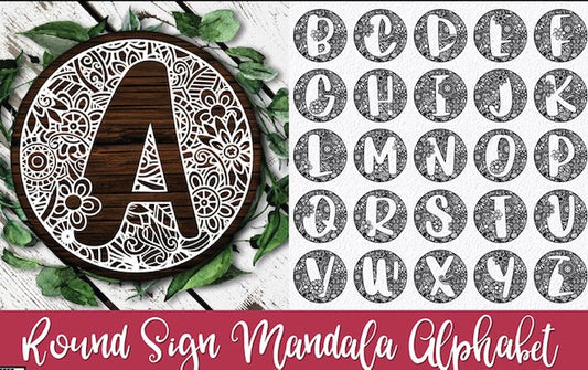 Round Alphabet Mandala Signs