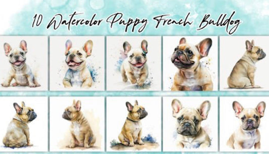 Watercolor French Bulldogs