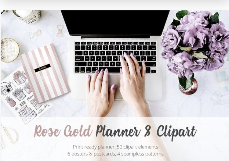Rose Gold Planner Fashion Clip Art
